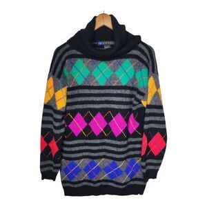 Vintage 90s IB Diffusion Sweater Womens Wool Angora Colorful Small Oversized